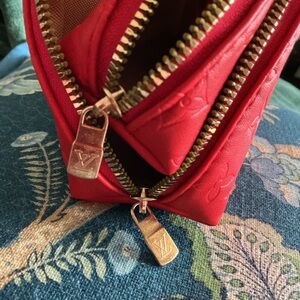 Red Designer-Inspired Monogram Cosmetic Pouch Set (2 Pieces) ❤️
